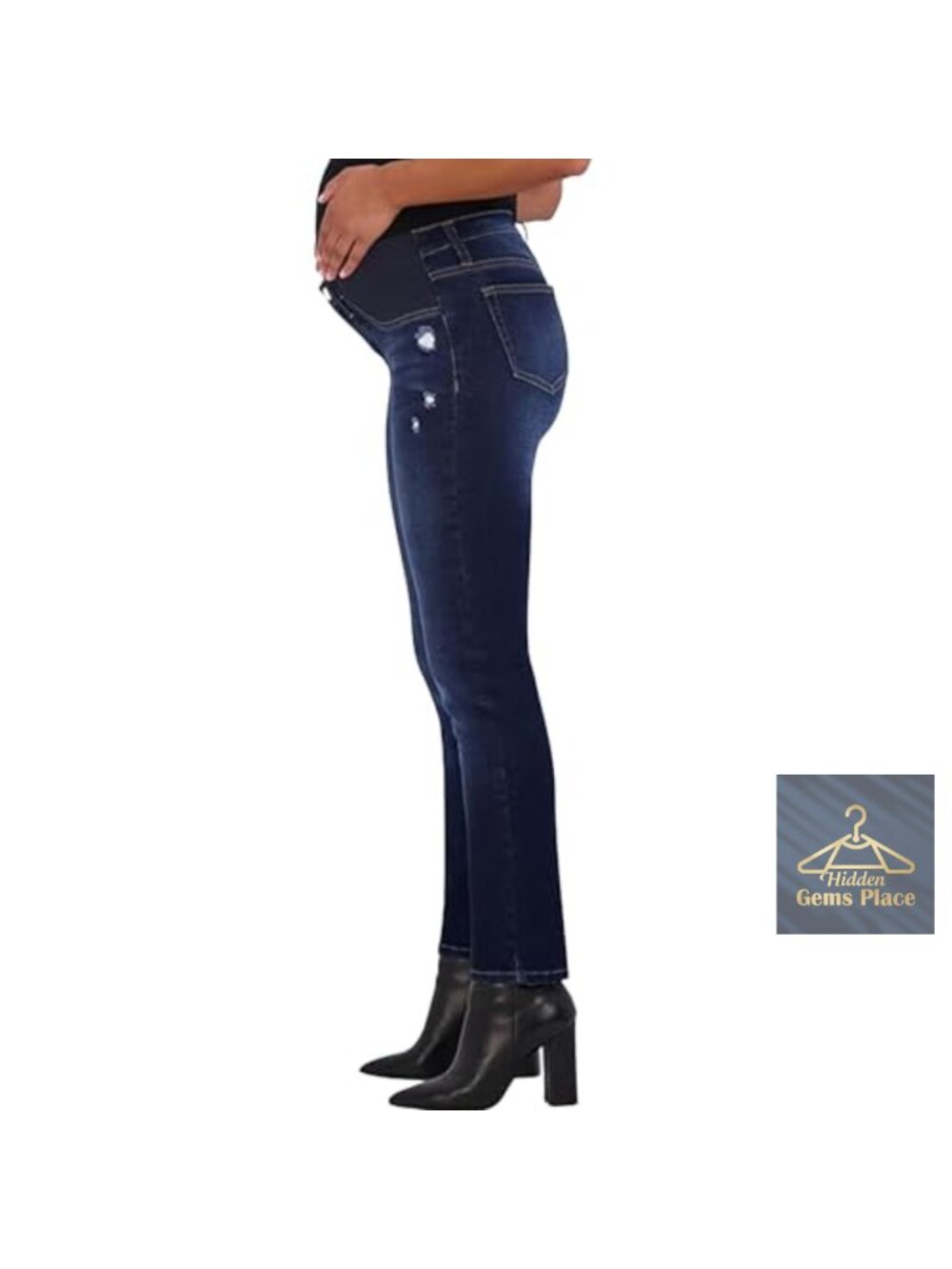 Maternity Jeans for Women Straight Leg Under Belly High Waist Stretchy Bump